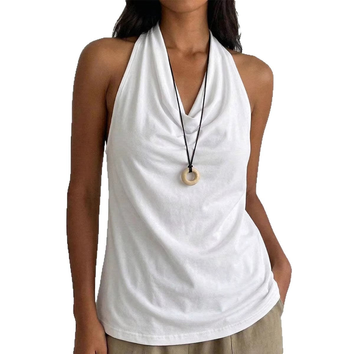 Top halter con scollo drappeggiato
