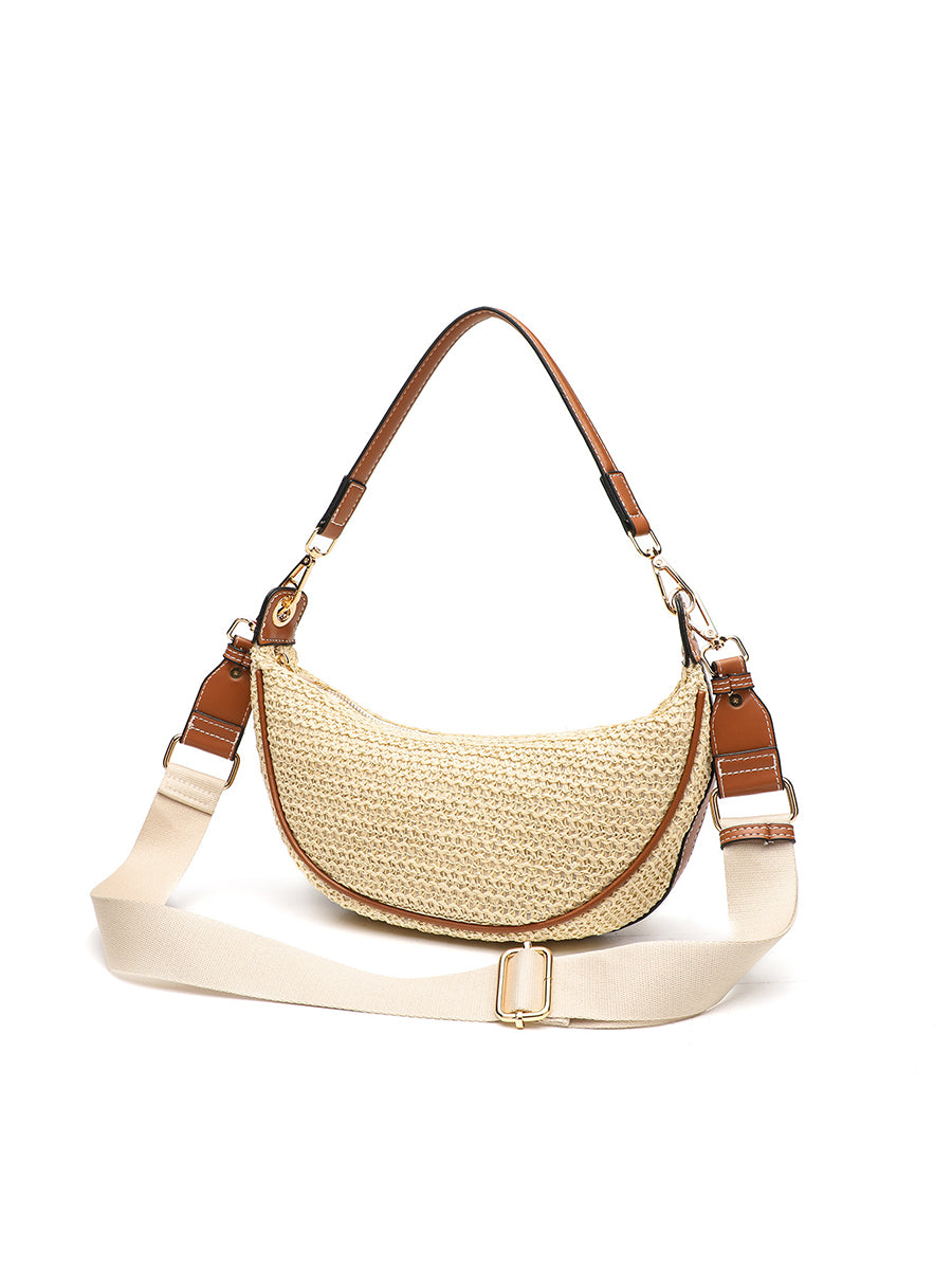 Borsa a tracolla casual per donna; Borsa tessuta da sottobraccio