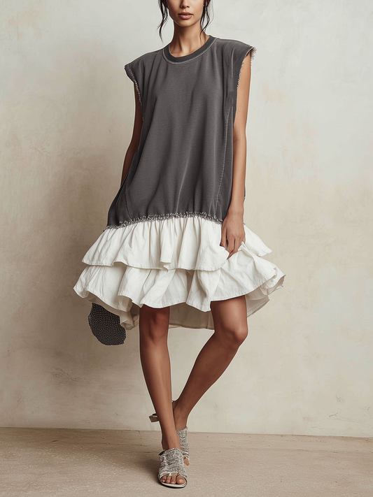 Nieves - Vestido casual de bloques de color con ajuste holgado para vacaciones