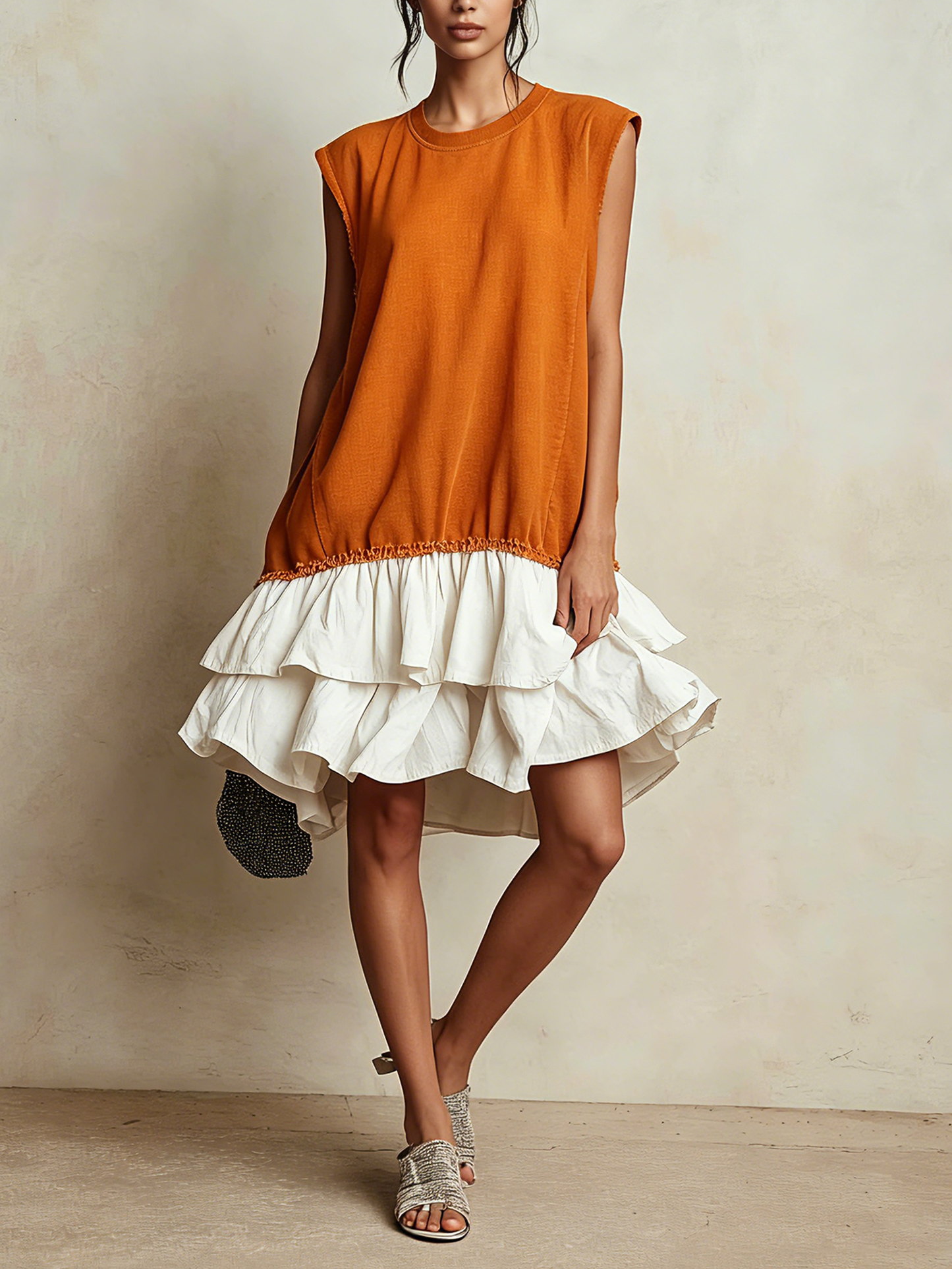 Ilaria - Vestito casual a blocchi di colore, vestibilità ampia, da vacanza