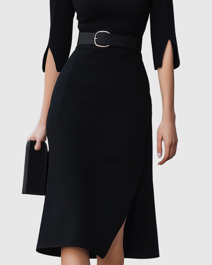 Blythewyn | Vestito Midi Nero Classico
