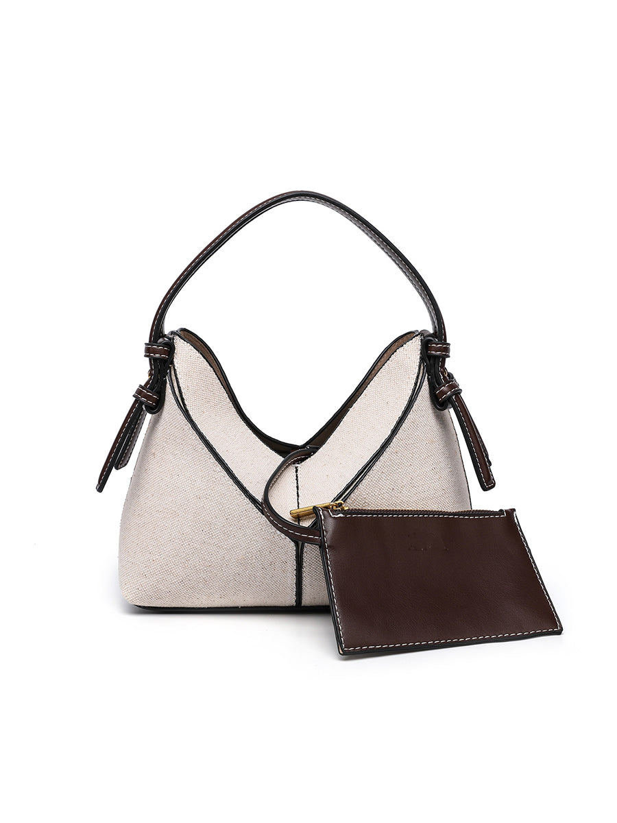 Borsa a tracolla da donna in tela con cerniera dorata