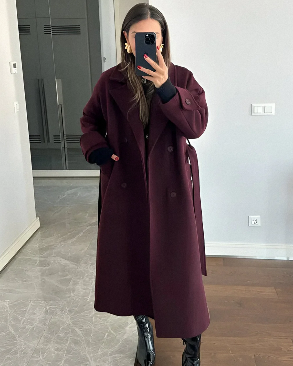 Nora | Gabardina elegante burdeos