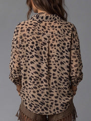 Camicia leopardata comoda e casual a due pezzi finta