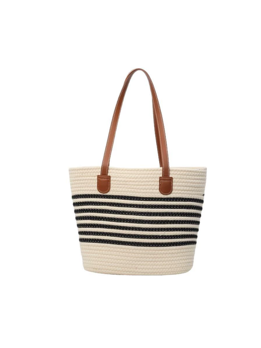 Borsa di paglia intrecciata versatile a tracolla singola, di grande capacità, per vacanze al mare e in spiaggia