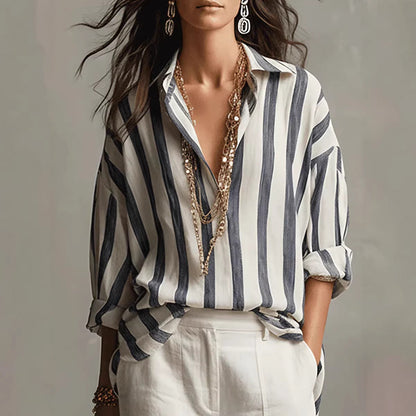 Camicia oversize a righe con bottoni