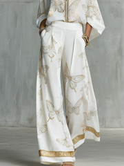 Virginia | Conjunto de dos piezas casual y elegante con estampado de mariposas doradas