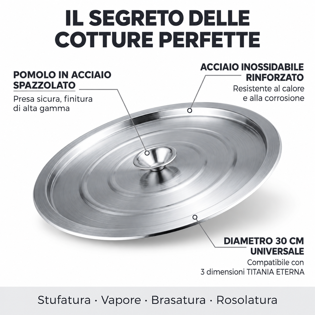 Coperchio universale in acciaio inox — Titania Eterna®