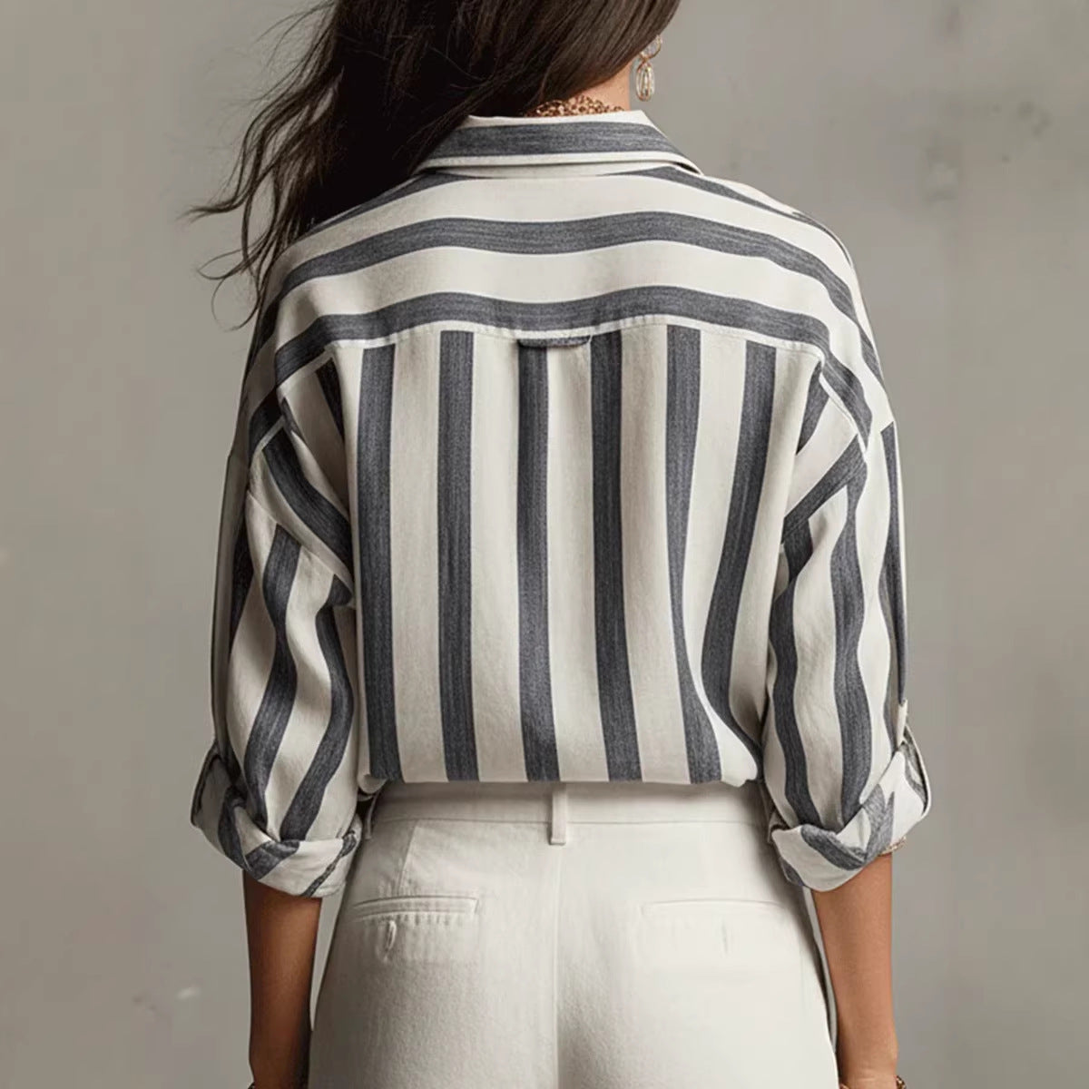 Camicia oversize a righe con bottoni