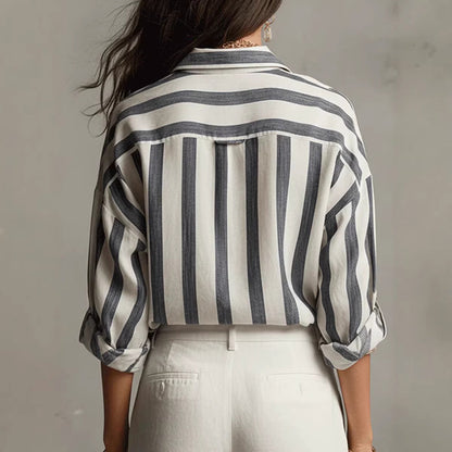 Camicia oversize a righe con bottoni