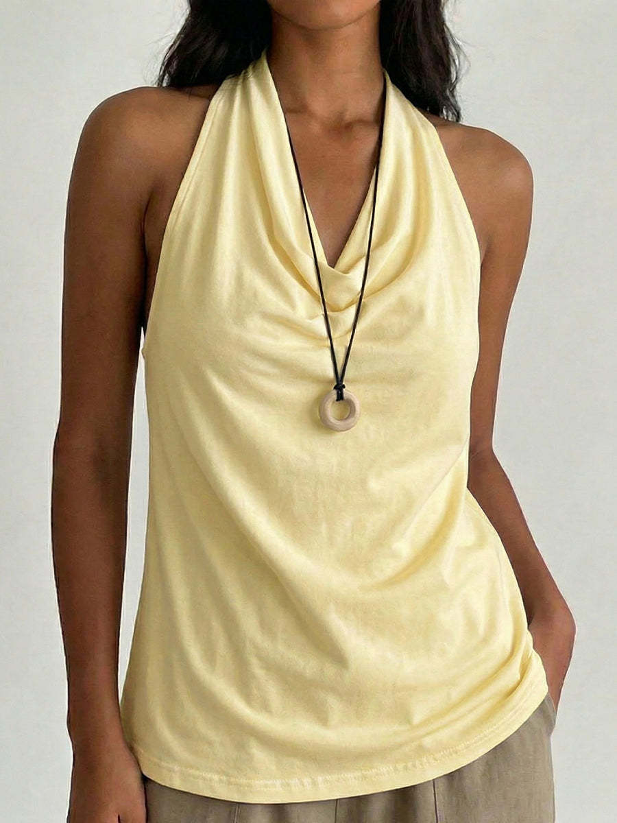 Top halter con scollo drappeggiato