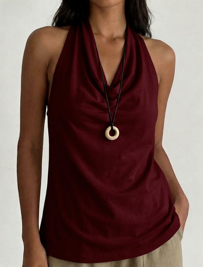 Top halter con scollo drappeggiato