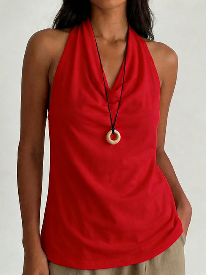 Top halter con scollo drappeggiato