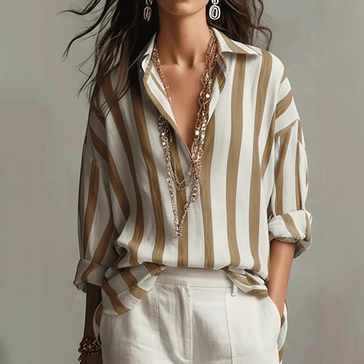 Camicia oversize a righe con bottoni