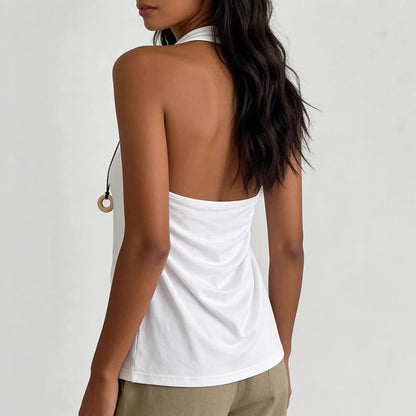 Top halter con scollo drappeggiato