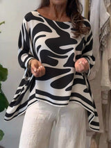 Top in chiffon stampato, taglio ampio, informale