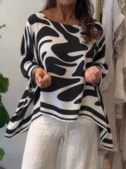 Top in chiffon stampato, taglio ampio, informale
