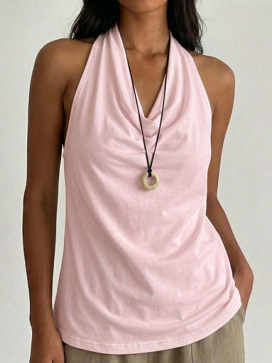 Top halter con scollo drappeggiato