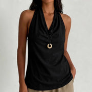 Top halter con scollo drappeggiato