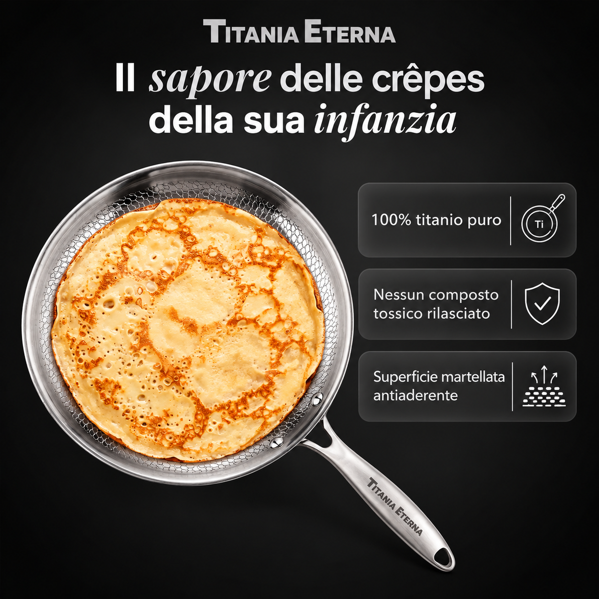 Padella per Crêpes 100% Titanio Puro – Titania Eterna®