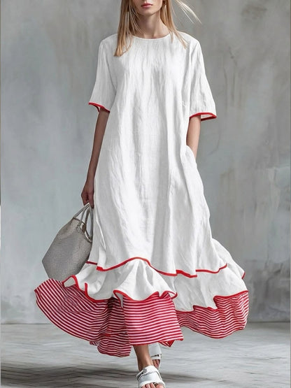Inma | Vestido casual con parches rayados