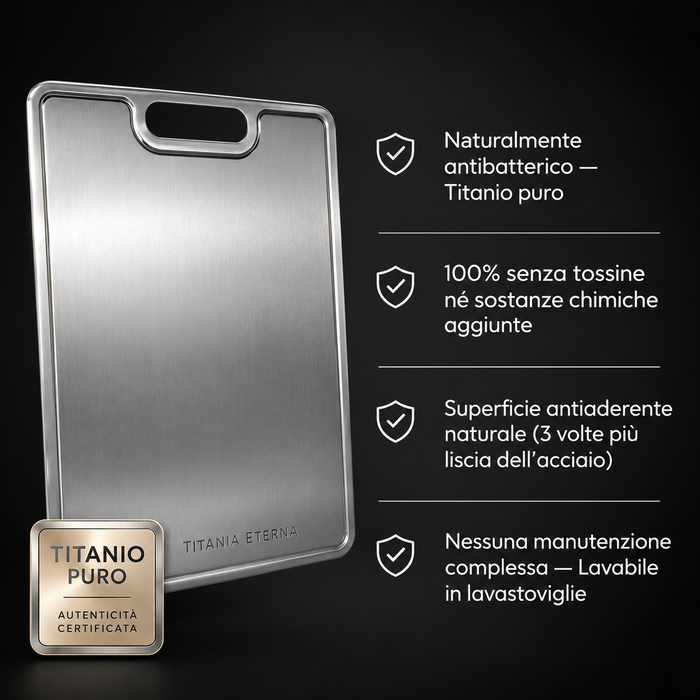 Tavola da taglio in titanio puro al 100% — Titania Eterna®