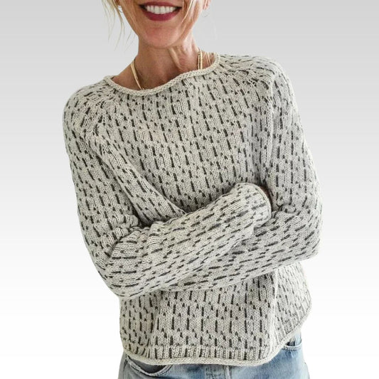 Teresa | Suéter gris elegante con escote barco