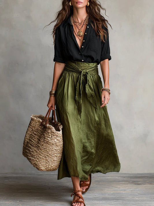 Martina | Vestido maxi de un solo hombro elegante y fluido