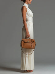 Vittoria · Tuta nera in chiffon con scollo a V, senza maniche, con zip, a pieghe, pantaloni a palazzo