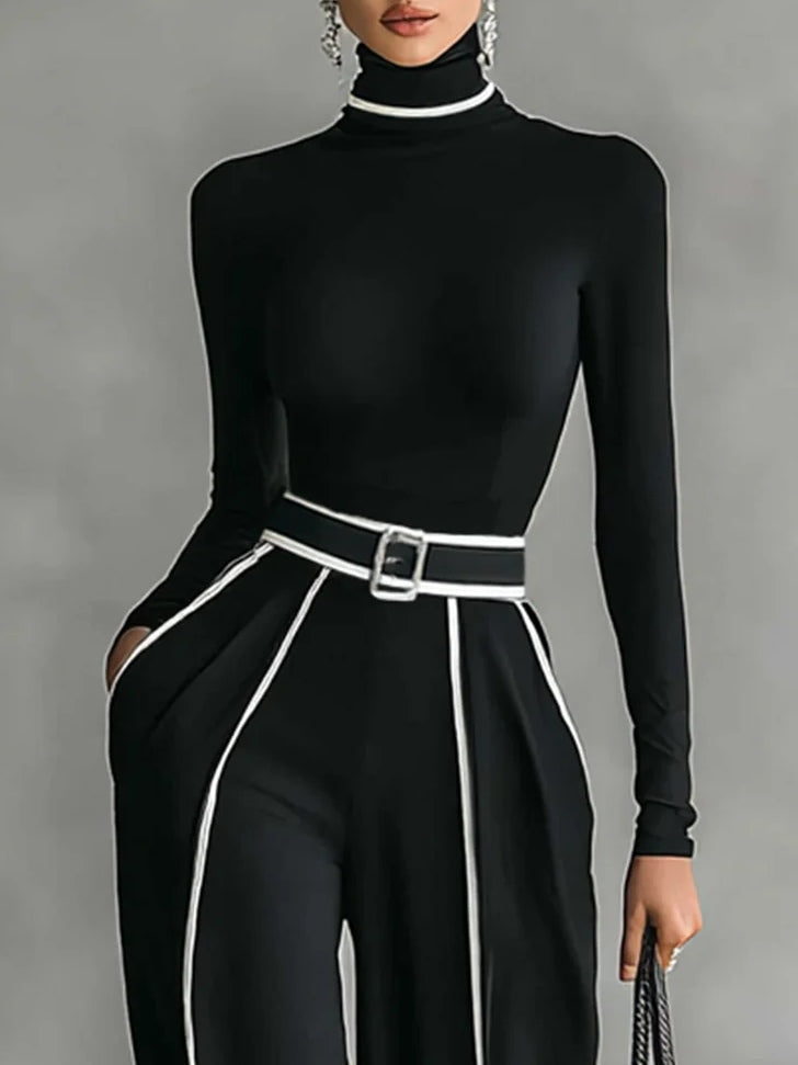 Emma ❘ Conjunto elegante de dos piezas con cuello alto y pantalón ancho