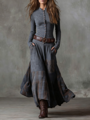 Azucena | Vestido maxi de ante con cinturón