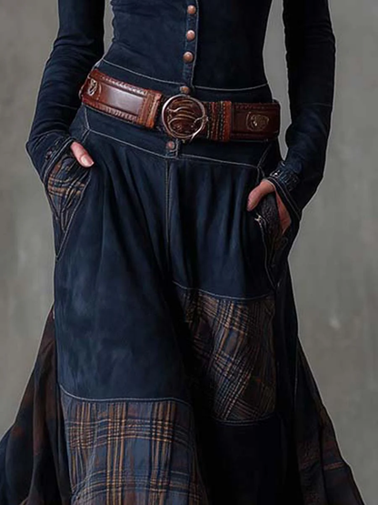 Azucena · Vestido maxi de ante con cinturón