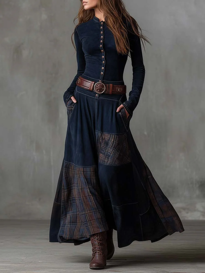 Azucena · Vestido maxi de ante con cinturón