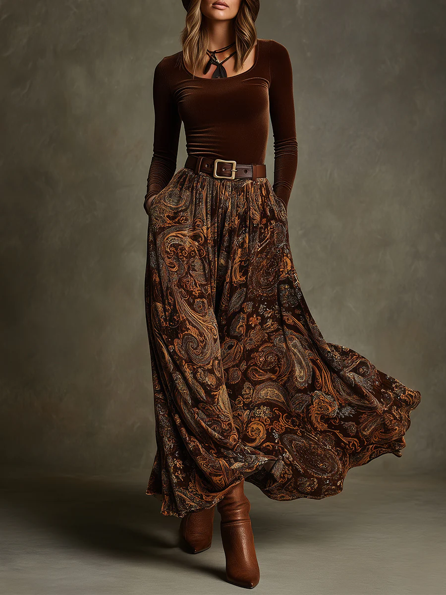 Candelaria | Conjunto vintage y falda maxi