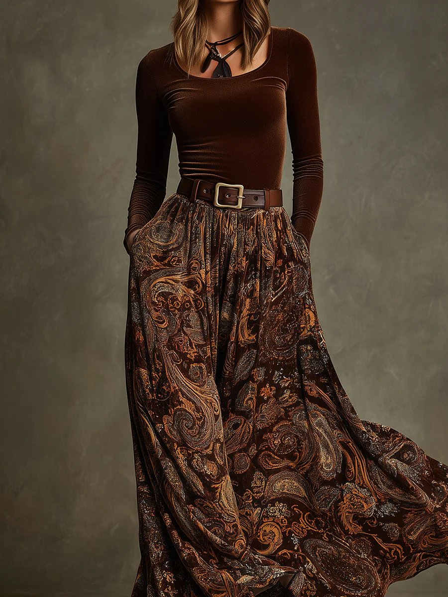 Candelaria | Conjunto vintage y falda maxi