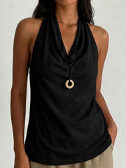 Top halter con scollo drappeggiato