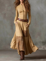 Azucena | Vestido maxi de ante con cinturón