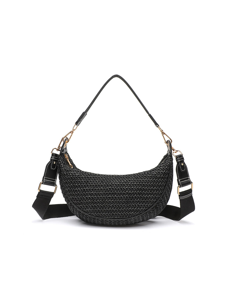 Borsa a tracolla casual per donna; Borsa tessuta da sottobraccio