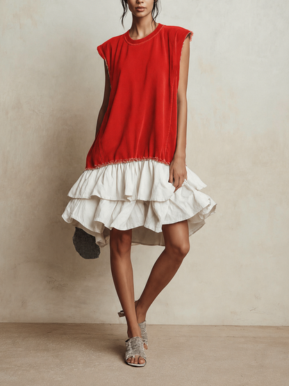 Nieves - Vestido casual de bloques de color con ajuste holgado para vacaciones