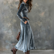 Dulce | Vestido maxi vintage de terciopelo fluido